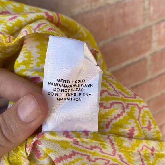 Charina Sarte‎ Swing Mini Dress Women's S Yellow Pink Poppy India Print - Picture 10 of 16